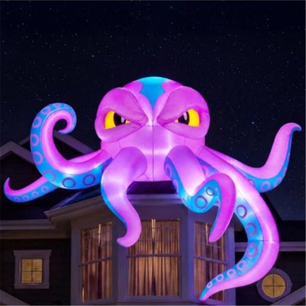 10FT Long Halloween Inflatable Rooftop Octopus Decoration with Built-in new